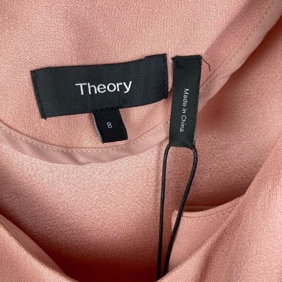 Theory Kensington Flirty Flare Satin Dress Pink Tutu Bubblegum Marshmallow sz 8 - Picture 3 of 8